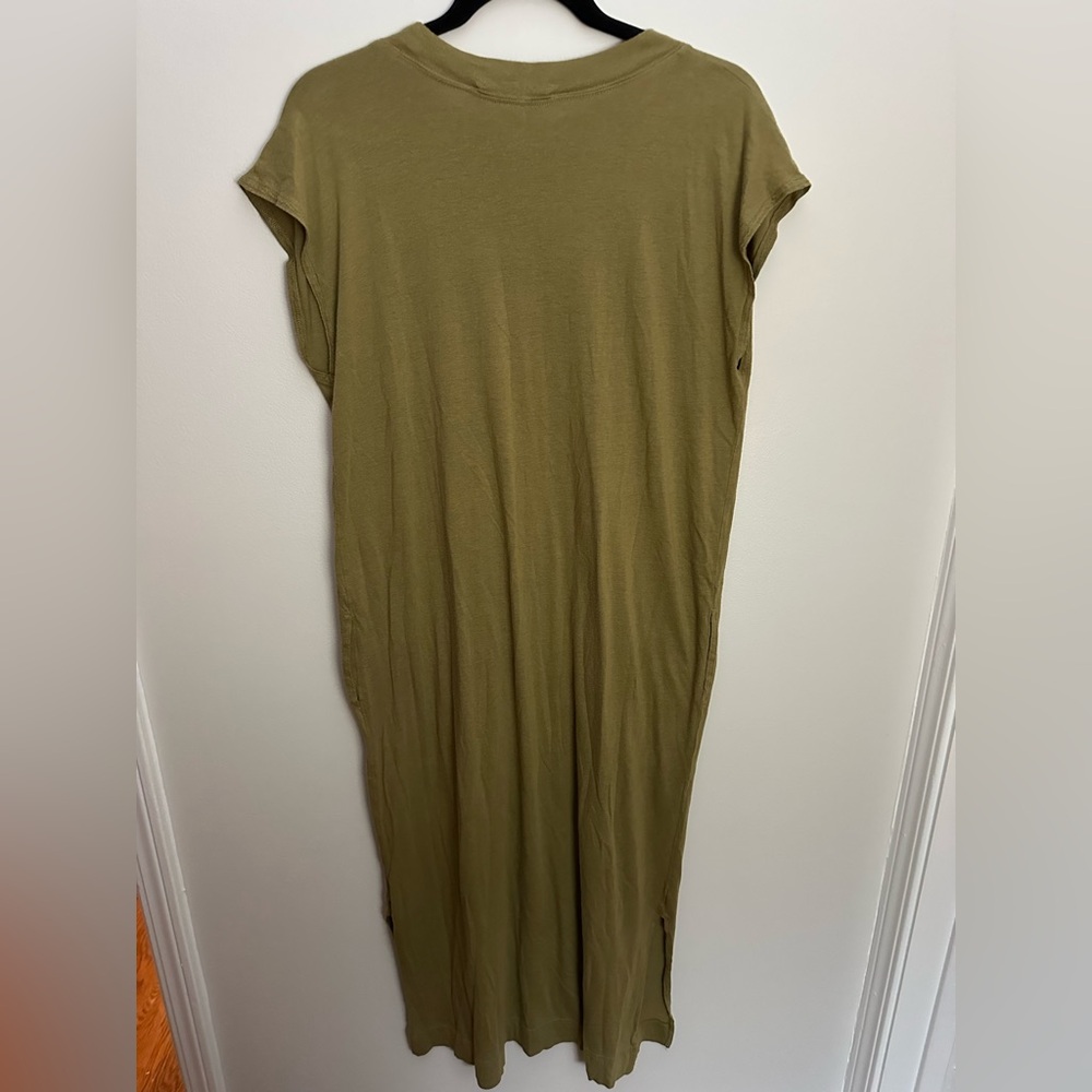 FREE PEOPLE Olive Green Cap Sleeve Midi Dress - Picture 8 of 9